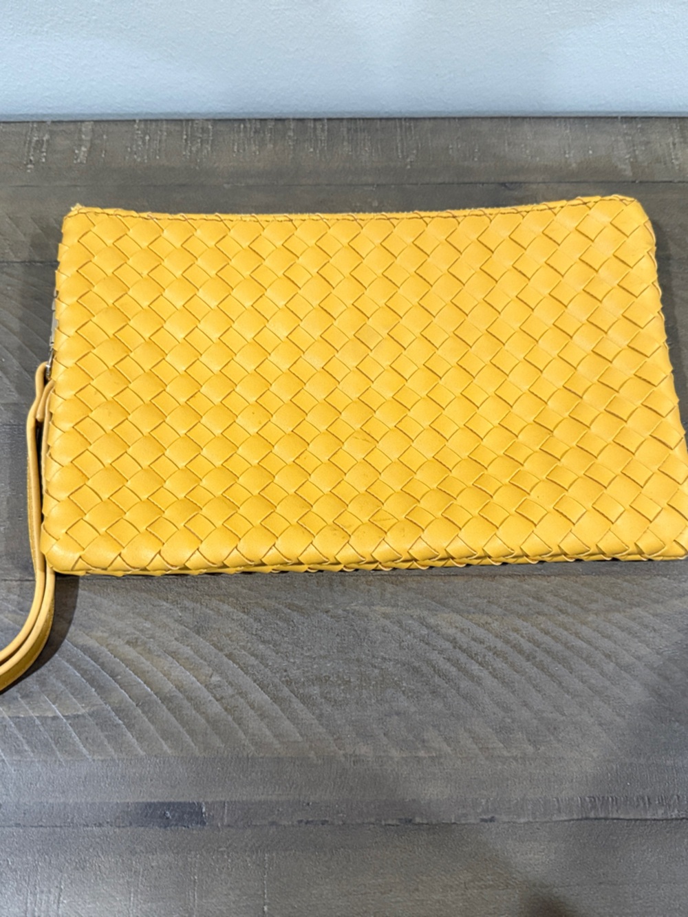 Urban Expressions Yellow Woven Wristlet Clutch with Strap